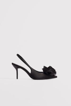 NA-KD Escarpins pointus avec rose - Chaussures Nouvel an - Noir - EU 36