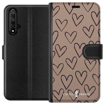 Kompatibelt Plånboksfodral till Honor Honor 20 Cactus and Friends - Earthy Sketch Hearts