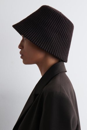 COS Women's Cappello Da Pescatore A Coste In Misto Lana in Marrone