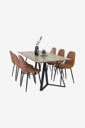 Venture Home - Matgrupp Marina med 6st matstolar Polar - Grå - Matgrupp 6 personer - Från Homeroom