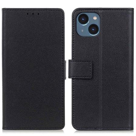 Textured Pu Leather Stand Iphone 14 Fodral - Svart Svart