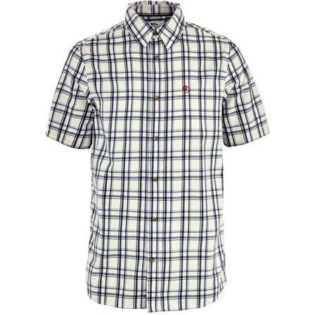 Fjällräven Men's Övik Lite Shirt Short Sleeve in Chalk White/Dark Navy | Size: XS, Lyocell/Polyester/Cotton