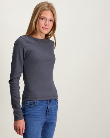 LMTD NLFHINAJA LS SOLID SHORT S TOP NOOS Gris Hauts et chemisiers Fille - Kids Brand Store