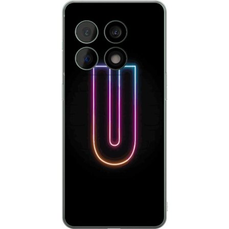 Kompatibel Mobilcover til OnePlus OnePlus 10 Pro Minimalistisk neonbogstav U i farverig lyseffekt mod sort baggrund