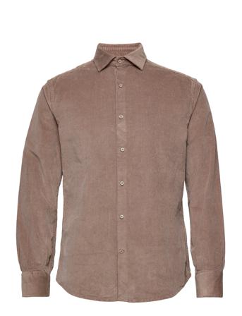 Bs Kongsberg Casual Slim Fit Shirt Skjorta Casual Beige Bruun & Stengade