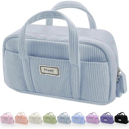 Stor pennfodral, extra stor pennväska med 5 fack, mjuk manchester pennfodral organizer med dragkedja