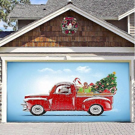7x 4,9 m Glædelig Jul Julebanner Garageport Cover Stort Dør Cover