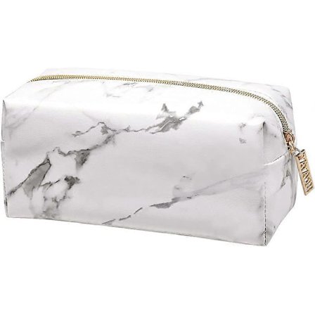 Marmor Penal, Hvit PU Pennal Veske Skrivesaker Veske, Sminkekost Oppbevaringsveske for Jenter Kvinner Tenåringer