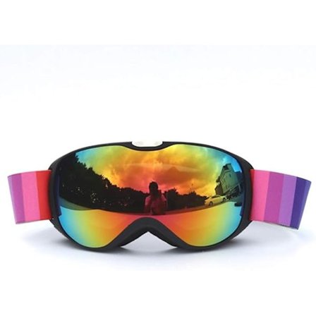 Skibriller for barn - Hjelmkompatible - for barn og ungdom - OTG-design, sklisikker stropp, UV400-beskyttelse, (svart ramme)