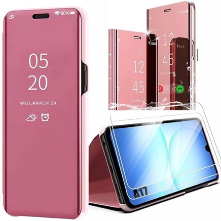 Beskyttelsesetui - BOOLING - til Samsung Galaxy A17 5G/4G - Spejl effekt i rosa - Stødabsorberende - 2 hærdet glas