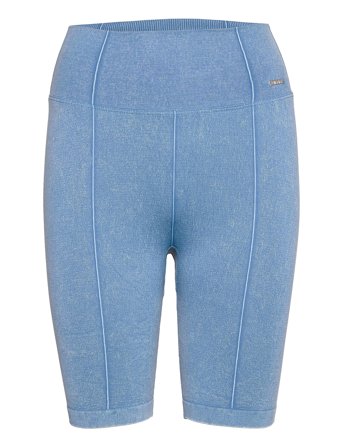 Washed Denim Seamless Biker Shorts Blue Aim ́n
