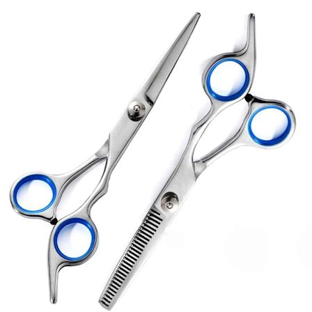 Frisørsaks + udtyndingssaks - Deluxe blå