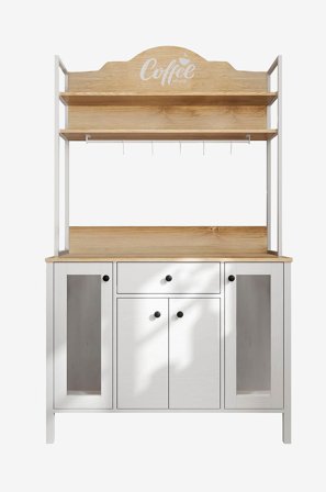 Hanah Home - Barskap for kaffe Melvin - Hvit - Hyller - Fra Homeroom