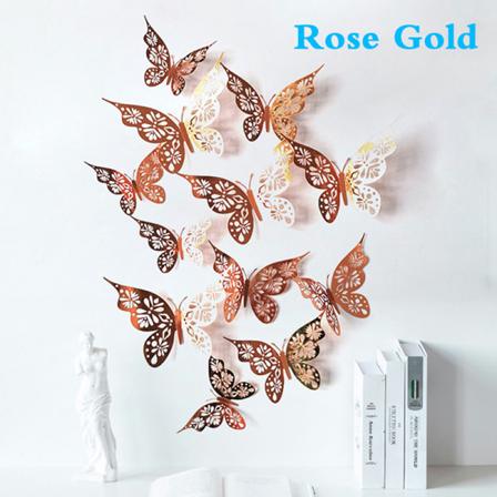 Uusi 3D Hollow Butterflies -seinätarra kodin sisustamiseen Livi Rose Gold
