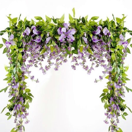 Lilla Blå-5 Deler Kunstig Wisteria Blomstergirlander, 5 Deler Totalt 10 Meter Falsk Wisteria Slyngplante Silkeblomst Hengende for Hjem Hage Fest 