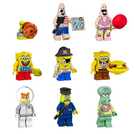 9 stk SpongeBob SquarePants figurer byggeklosser minifigurer actionfigurer byggeklosser FL1002