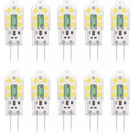 G4 2W LED-lamppu, vastaa 20W halogeenilamppuja, kylmä valkoinen 6000k, 200Lm, 12x SMD, 12V AC/DC - 10 kpl [Energialuokka A+]