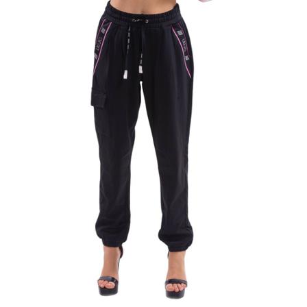 Liu Jo Pantalone Tuta Con Banda Laterale Loggata - Ta2177J5942 Sort, Dame Joggingbukser