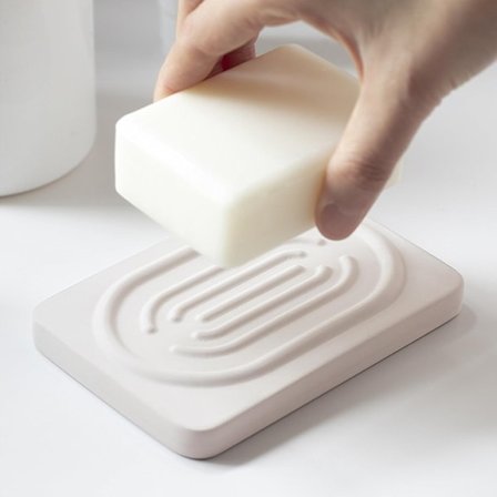 Minimalistisk Tvålkopp i Keramik, Tvålhållare med Dräneringsdesign för Badrum & Kök, Halkfri & Lätt att Rengöra