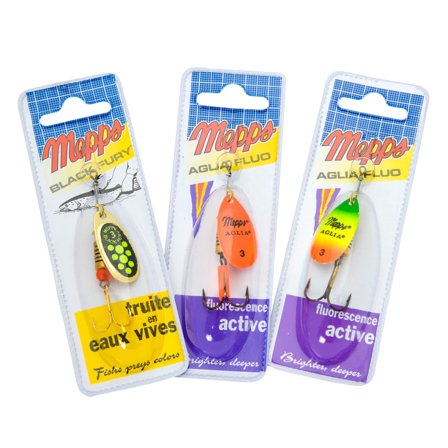 Mepps 3-pack Aglia 3, Fluo - Black Fury Mix baits Multi-colored OneSize