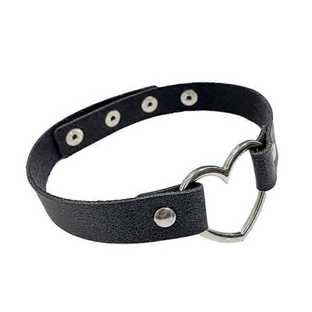 2 stk. Love Heart Justerbar Læder Choker Punk PU Halskæde Goth Choker Blød Krave Kæde til Kvinder Piger