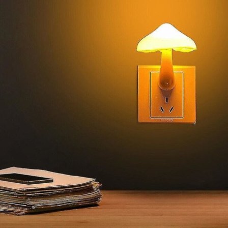 2x LED Natlampe Svamp Stikkontakt EU-stik Varmt Hvidt Lysstyring