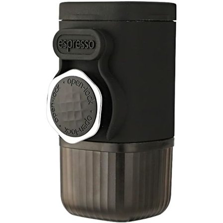 Bærbar håndpresse kaffemaskin med kapselrom og kaffepulverskål & reisekrus - Kompakt espressomaskin for hjem, reise