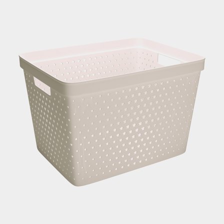 Muovinen säilytyskori Nordiska Plast Store It Star Basket, beige, 358 x 271 x 240 mm, 19 litraa