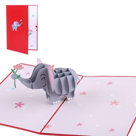 Grattis på födelsedagen kort för flicka barn fru make 3D elefant för pop up-hälsning C