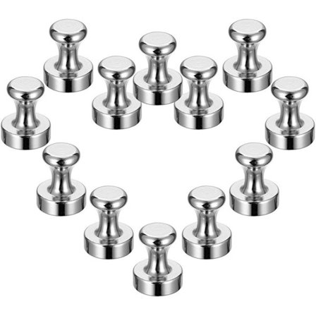 Kjøleskapsmagneter Sterke, Neodym Magnetiske Push Pins Kraftige for Magnetisk Whiteboard Kontor Oppslagstavle Kjøkkenkart 12 pakke 12x16MM