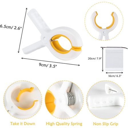 6 stk. håndkleklemmer for solsenger, store strandhåndkleklemmer, sterkt grep, klesklyper, sklisikre håndkleklemmer for klesvask, bassengstoler, 