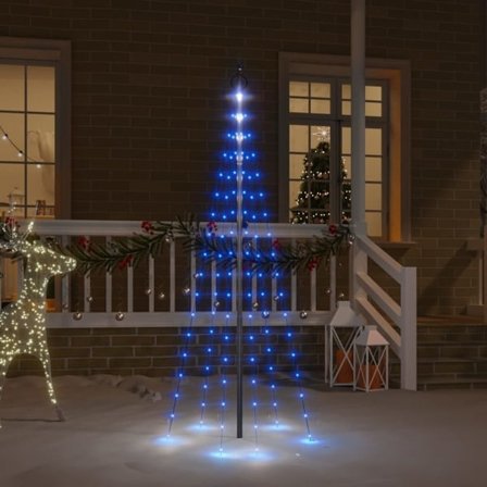 vidaXL Julgran på flaggstång blå 108 LEDs 180 cm