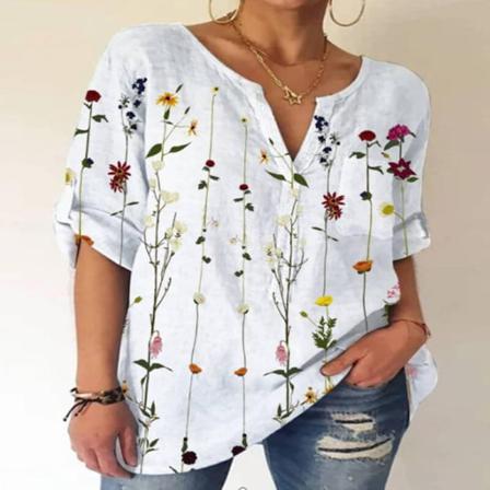 T-shirt Med Tröja Med Print För Kvinnor