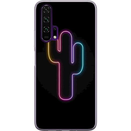 Yhteensopiva Puhelinkuori Honor Honor 20 Pro Neonpiirros kaktuksista vaaleanpunaisessa ja sinisessä valossa tummaa taustaa vasten