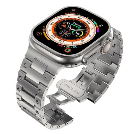 Luksuriøst armbånd i rustfritt stål til Apple Watch Band Ultra 2 49mm 45mm 44mm 42mm Butterfly Buckle Armbånd for IWatch 9 8 7 6 5 4 3 Titanium