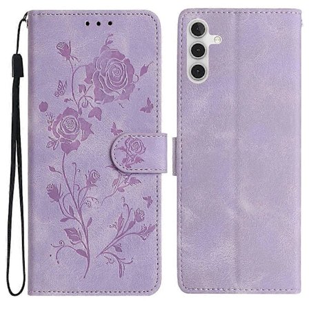 Til Samsung Galaxy A56 5G Wallet Case Rose Mønster Præget Læder Flip Stand Telefon Cover