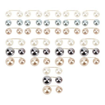 30 stk. Broschenåle - Moderigtige, holdbare, falmer ikke let, god glans, enkle, klassiske kunstige perler til fastgørelse af halsudskæringen