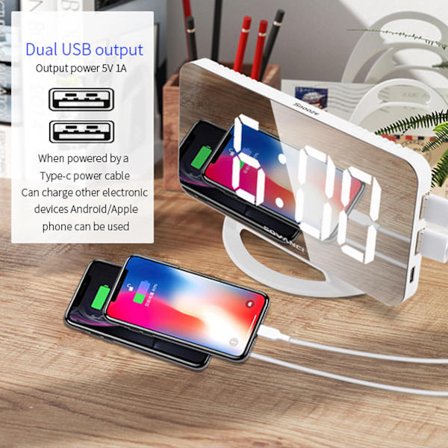 Vækkeur til tunge sovende - Spejlur - Multifunktionel kraftig digital vibrerende alarm - Super høj alarm