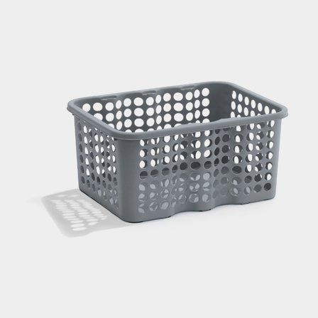 Förvaringskorg i plast Nordiska Plast Rondo, grå, 285 x 210 x 135 mm, 6 liter