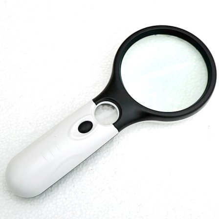 Forstørrelsesglass med LED-lys 3X + 45X (Svart/Hvit)