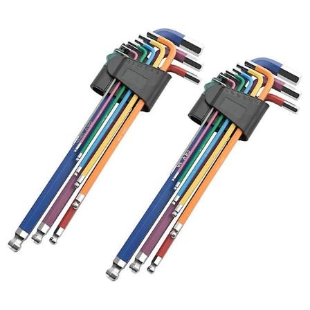 18-delt hexnøglesæt, ekstra langt armkugleendestykke hexnøglesæt, med sammenklappelige holdere, 1/16-3/8In og 1-