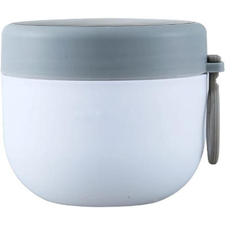 Assorterad frukostmugg (vit) läckagesäker yoghurtmugg med sked, praktisk bärbar assorterad frukostmugg, 600 ml utomhus snacksburk