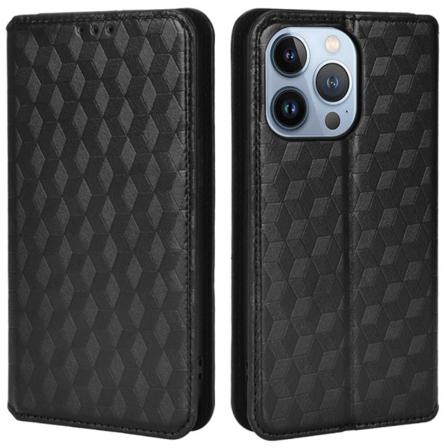 Imprinted Rhombus Pattern Iphone 14 Pro Fodral - Svart Svart