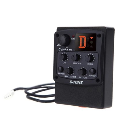 G-Tone 3-bands EQ Equalizer Akustisk Gitarr Förförstärkare Piezo Pickup LED Stämapparat[D]