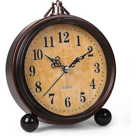 Batteridrevet Vækkeur, natlys, vintage hængbar super lydløs ikke-tikkende analog bordur til soveværelse, sengebord, skrivebord, hylde