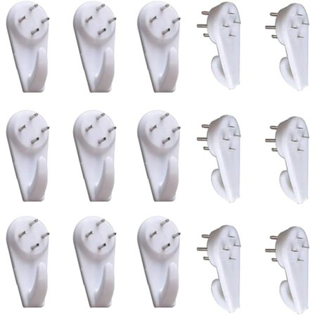 20 st Vita Kraftfulla Betong Hård Vägg Gips Vägg Bildkrokar Spårlös Hängkrok Spårlös Spik Plast Väggkrok 5cm