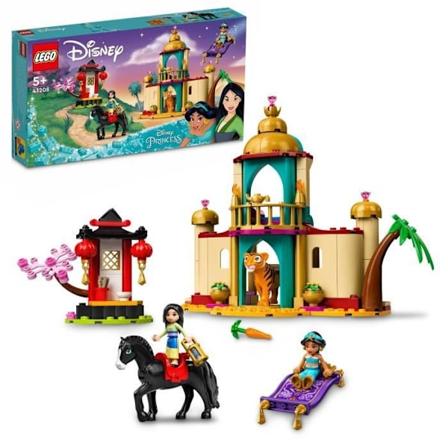 LEGO 43208 Disney Princess The Adventures of Jasmine and Mulan, Legetøj med flyvende tæppe, tigerfigur og hest, børn 5 år Flerfarvet