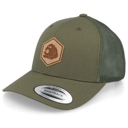 Skillfish - Grön trucker Keps - Piranha Skull Hex Patch Olive Trucker @ Hatstore