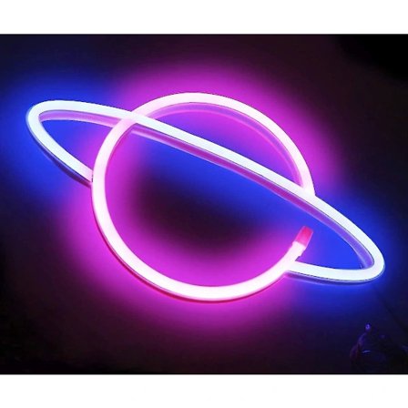 Planet Illuminated Signs - LED Planet Neon Ljus Rosa / Sininen Planet Neon Kyltti Seinävalaisimet