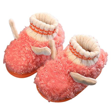 Flickor Fluffy Flats Vintervarma Skor Söta Stickade Fuzzy Tofflor